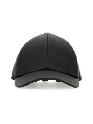 Czarna skórzana czapka baseballowa Courrèges