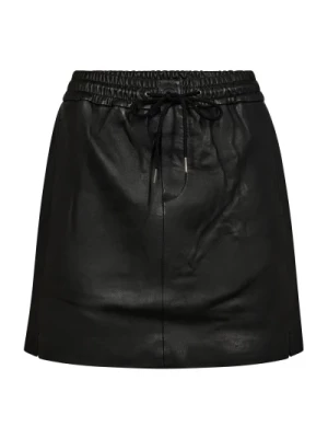 Czarna skórzana spódnica z elastycznym pasem Co'Couture