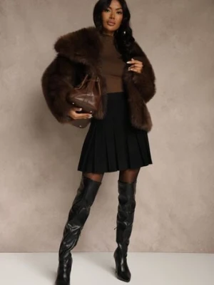 Czarna Spódnica High Waist z Wiskozą Zdobiona Plisami Coroxera