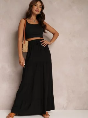 Czarna Spódnica z Bawełny o Rozkloszowanym Kroju Kainne rosa