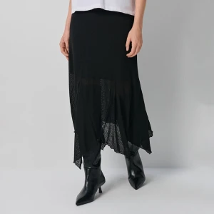Czarna spódnica maxi z asymetrycznym dołem House