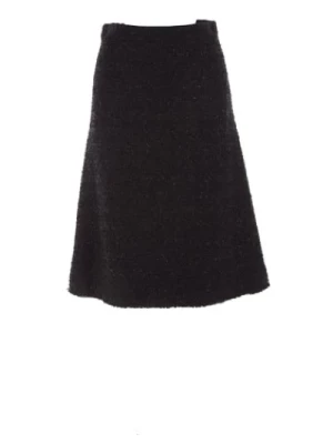 Czarna Spódnica Midi z Tweedu Balenciaga