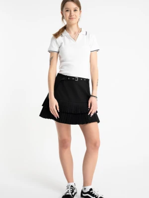 Czarna spódnica mini z plisowanymi falbankami Reporter