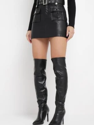 Czarna Spódnica Mini z Szerokim Paskiem z Klamrą i Kieszeniami Quinora elsa.m by may