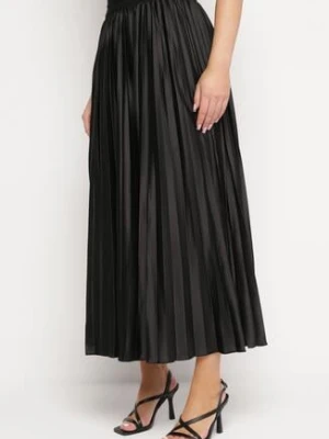 Czarna Spódnica Plisowana z Gumką w Pasie Orielin yu & me