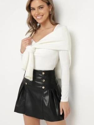 Czarna Spódnica z Bawełną z Ekoskóry z Wysokim Stanem Ozdobiona Napami Tillina lovery