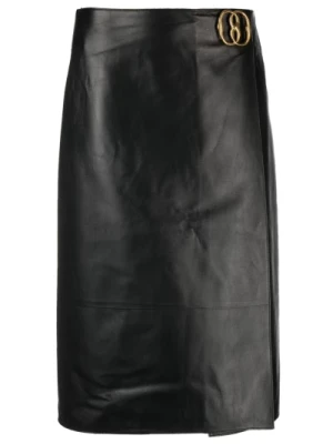 Czarna Spódnica z Logo-Plaque Bally