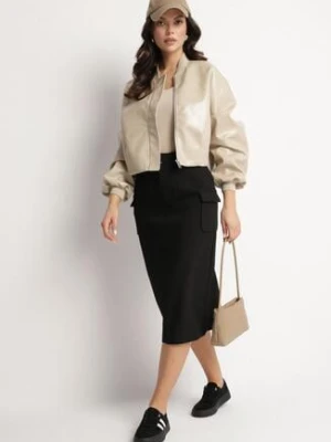 Czarna Spódnica z Wiskozą Paskiem i Kieszeniami z Klapami Talabria studio eleven