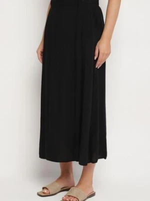 Czarna Spódnica z Wiskozy o Rozkloszowanym Kroju Galinelle fresh made