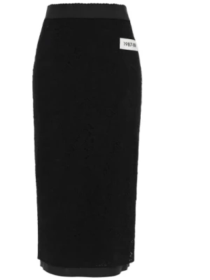 Czarna Spódnica z Wysokim Stanem i Logo Patch Dolce & Gabbana
