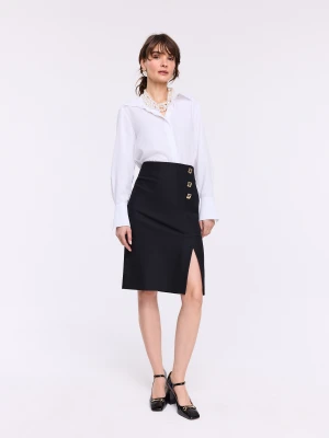 Czarna spódnica z wysokim stanem i ozdobnymi guzikami TARANKO