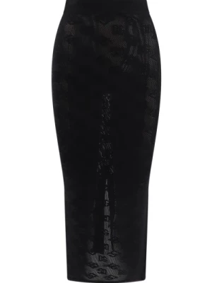 Czarna spódnica z wysokim stanem i rozcięciem z tyłu Dolce & Gabbana