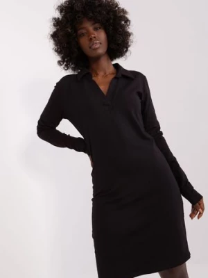Czarna sukienka basic z długim rękawem RUE PARIS