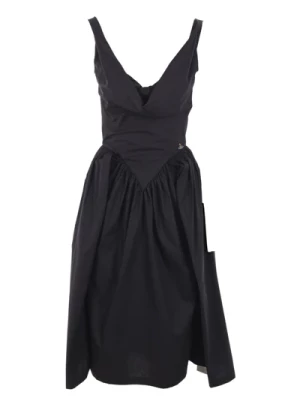 Czarna sukienka bez rękawów z bawełnianej popeliny Vivienne Westwood