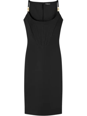Czarna sukienka bez rękawów z ozdobami Medusa 95 Versace