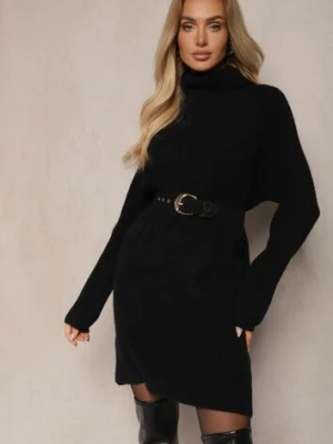 Czarna Sukienka Dzianinowa Prążkowana Lialethe acajo