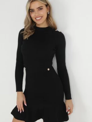 Czarna Sukienka Dzianinowa Taerara