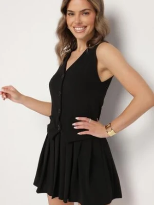 Czarna Sukienka Góra w Stylu Kamizelki i Rozkloszowany Dół Eviraia new collection