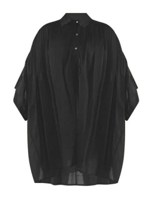 Czarna Sukienka Kimono z Jedwabiu Semicouture