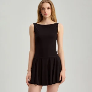 Czarna sukienka-kombinezon mini z zakładkami House