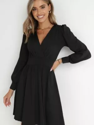 Czarna Sukienka Kopertowa Taliowana Maecenus by swan