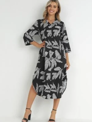 Czarna Sukienka Koszulowa w Kwiaty Rahila lily rose