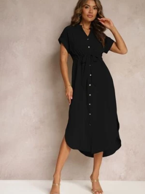 Czarna Sukienka Koszulowa z Krótkim Rękawem Yasminine unigirl