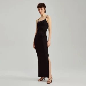 Czarna sukienka maxi bodycone na ramiączkach House