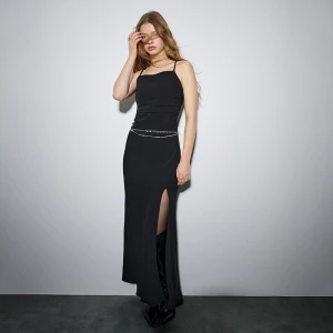 Czarna sukienka maxi bodycone z marszczeniem na plecach House