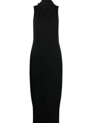 Czarna Sukienka Maxi z Dekoltem Giorgio Armani