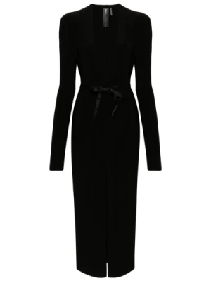 Czarna Sukienka Maxi z Głębokim Dekoltem w Szpic Norma Kamali