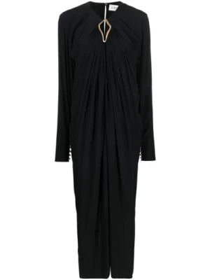 Czarna Sukienka Maxi z Wycięciami Lanvin