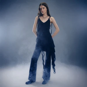 Czarna sukienka mini z falbankami House