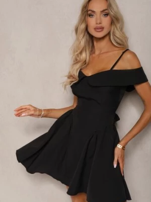 Czarna Sukienka na Ramiączkach z Regulacją z Usztywnionymi Miseczkami Miviora