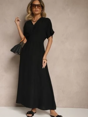 Czarna Sukienka o Rozkloszowanym Kroju z Gumką w Talii Iffine cflo