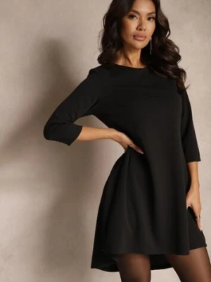 Czarna Sukienka o Trapezowym Kroju z Dłuższym Tyłem Gemivra new collection