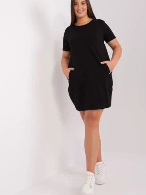 Czarna sukienka plus size basic z kieszeniami RELEVANCE