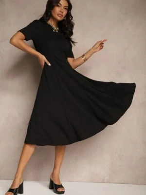 Czarna Sukienka Rozkloszowana o Taliowanym Fasonie Telaswena lovery