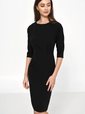 Czarna sukienka z asymetrycznymi draperiami Merg