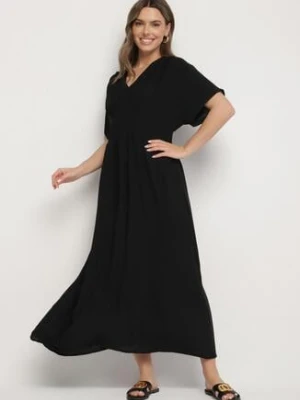 Czarna Sukienka z Bawełną i Górą w Stylu Nietoperza Filenia j&x