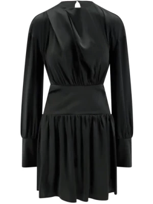 Czarna sukienka z dekoltem w serek i odkrytymi plecami Semicouture