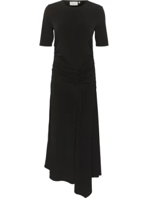 Czarna Sukienka z Draperią Gestuz