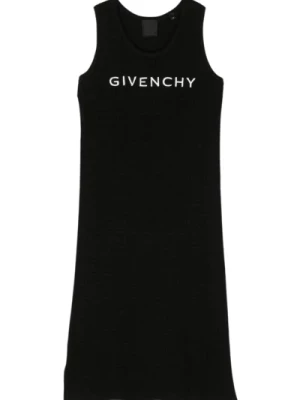 Czarna Sukienka z Haftem i Motywem 4G Givenchy