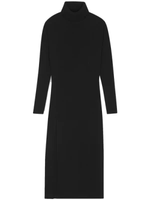 Czarna Sukienka z Kaszmiru - Luksusowa Moda Saint Laurent