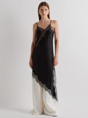 CZARNA SUKIENKA Z KORONKĄ JEDWAB MEIMEIJ
