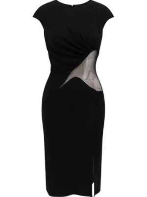 Czarna sukienka z krótkim rękawem i rozcięciem z przodu Givenchy