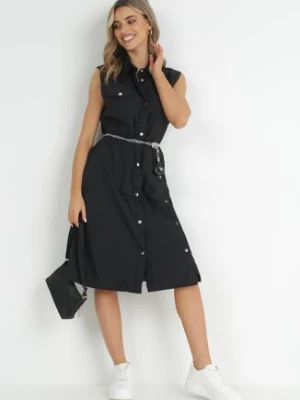 Czarna Sukienka z Łańcuszkiem z Saszetką Idorine ann gissy