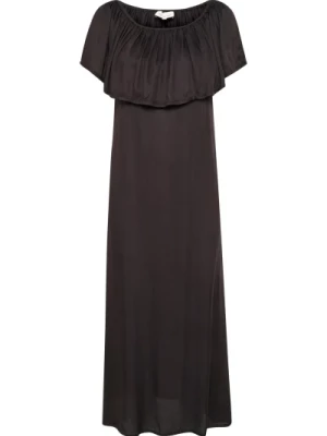 Czarna Sukienka z Odkrytymi Ramionami i Falbaną My Essential Wardrobe