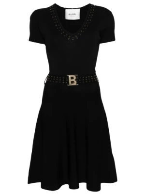 Czarna sukienka z ozdobnymi kryształkami Blugirl