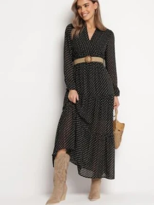 Czarna Sukienka Z Paskiem Deinene rosa